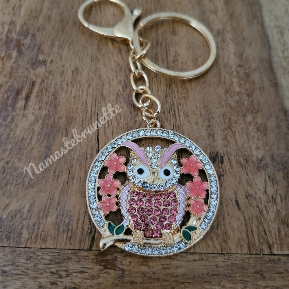 2/$20 Boho Owl Crystal Rhinestone Keychain Bag Charm